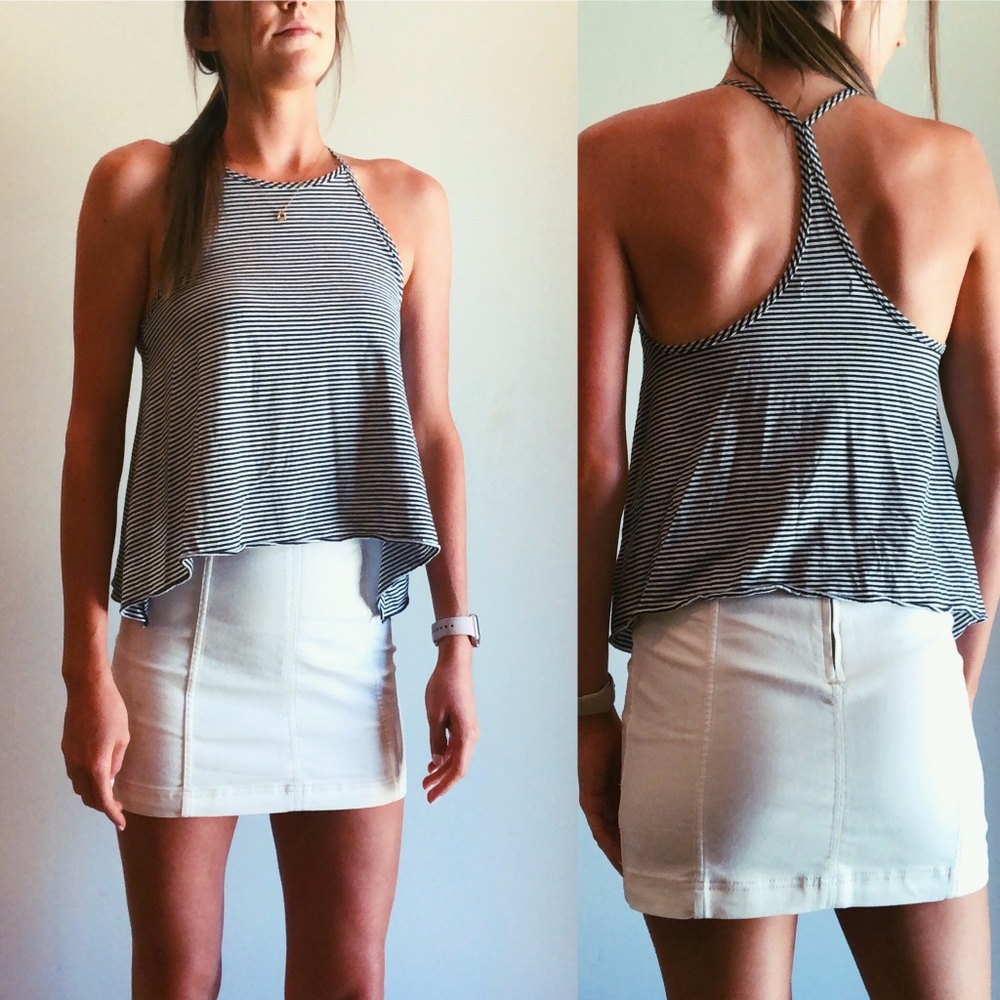 Hollister Nautical Navy & White Stripe Halter Tank